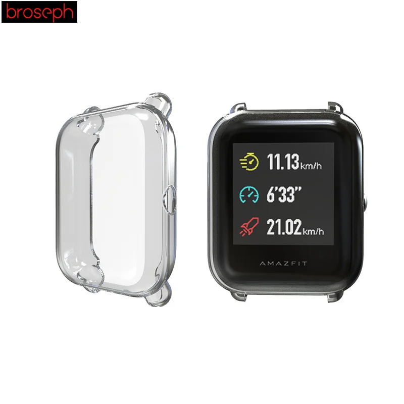 Clear Мягкий ТПУ защитный чехол для Amazfit Bip защита экрана полный охват часы бампер Смарт часы аксессуары - Цвет: Clear