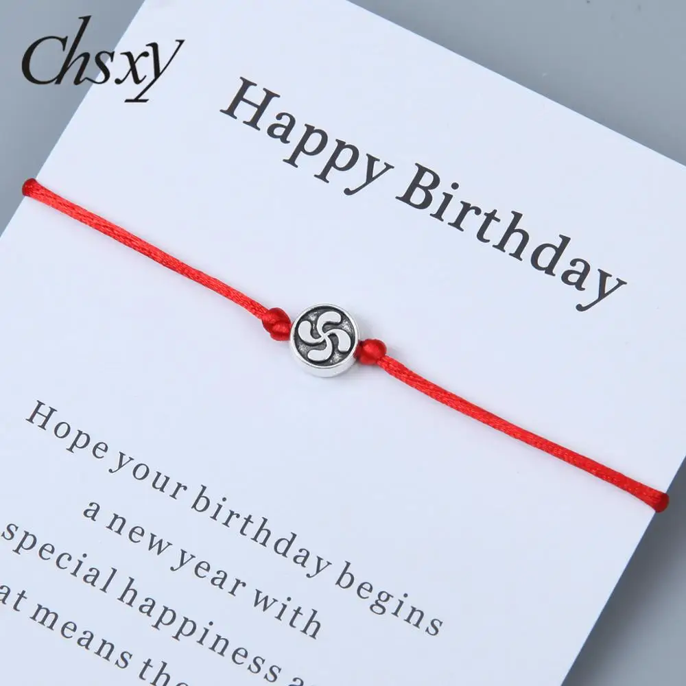 CHSXY ветряная мельница с клевером на удачу Красная Нить Браслет веревка для женщин