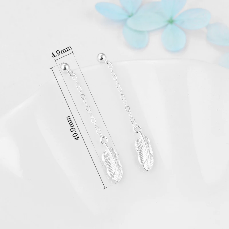 Женские серьги подвески с перьями длинные из серебра 925 пробы 2018|Серьги-подвески|
