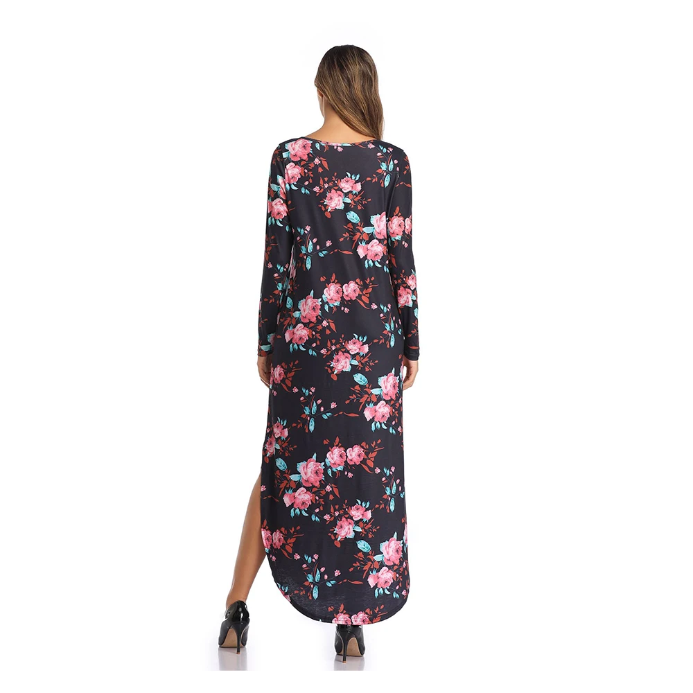 

Dresses For Women Fashion 2021 Spring New Casual Women's Clothing Printed Irregular Slit Dress Beach Dress Female 5 Color