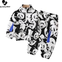 2pcs 2021 autumn fashion baby boys cartoon panda pullover hoodies sweatshirt jackets with long pants children clothing set