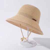 new spring and autumn leather standard solid color curling fisherman hat ladies versatile outdoor sun protection hat