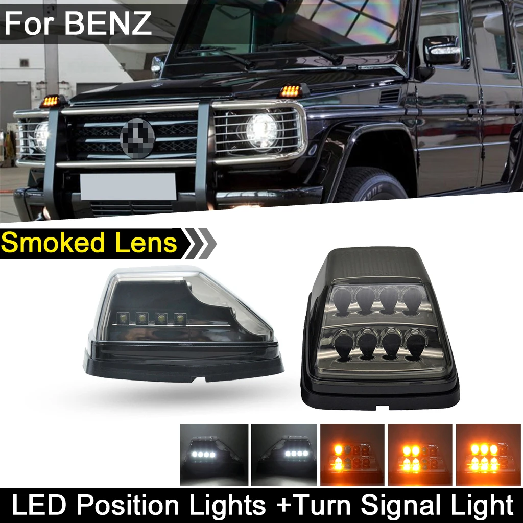 

2 шт. для Benz g-класс W463 G500 G55 AMG G550 дымчатые линзы переднего крыла динамический желтая лампа поворота, угловой светильник позиции светильник s