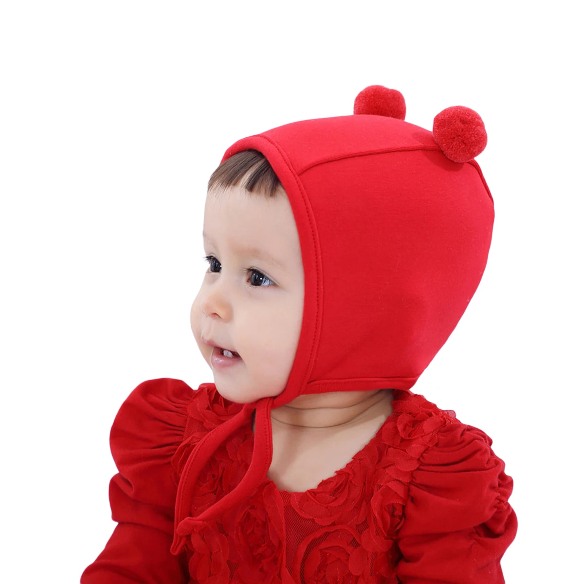 Baby Cap Girl Protective Hat No-Brim Plush Ball Relaxed Lace-up Breathable Round | Детская одежда и обувь