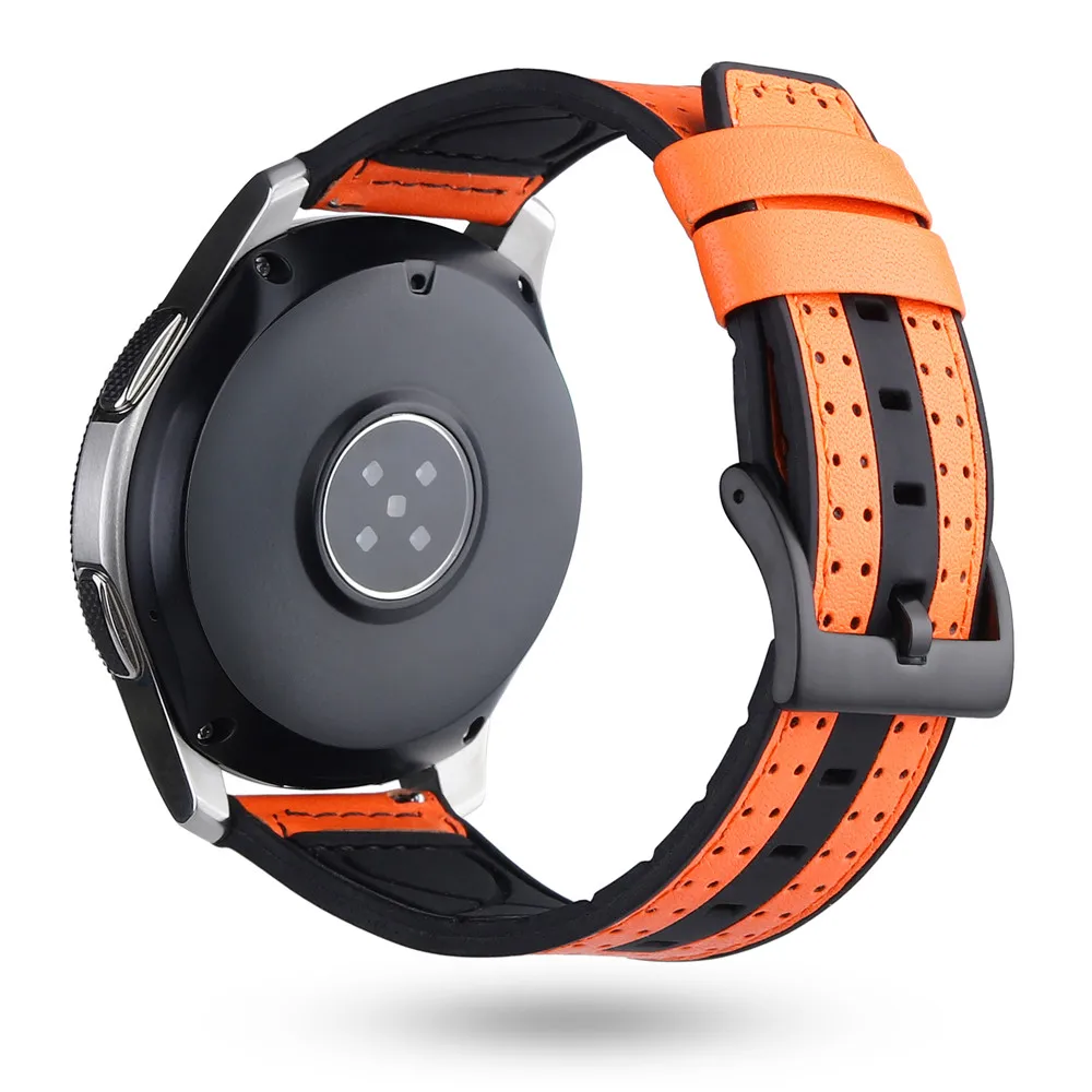 Спортивный дышащий кожаный + силиконовый ремешок 22 мм для Samsung Galaxy Watch 3 45 мм/46 мм/S3