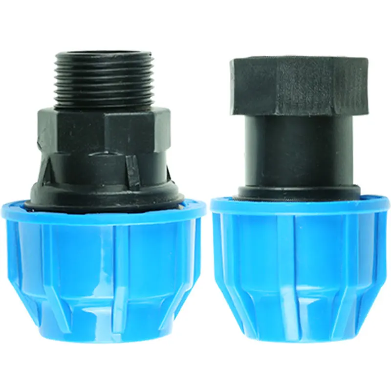 

1'' BSPT Male Female Thread to 32mm Plastic PP Thick Quick Connector Blue Caps Adapter PE Pipe Fittings for Irrigation