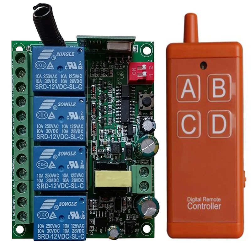 AC110V 220V 230V 4CH RF пульт дистанционного управления беспроводной релейный приемник