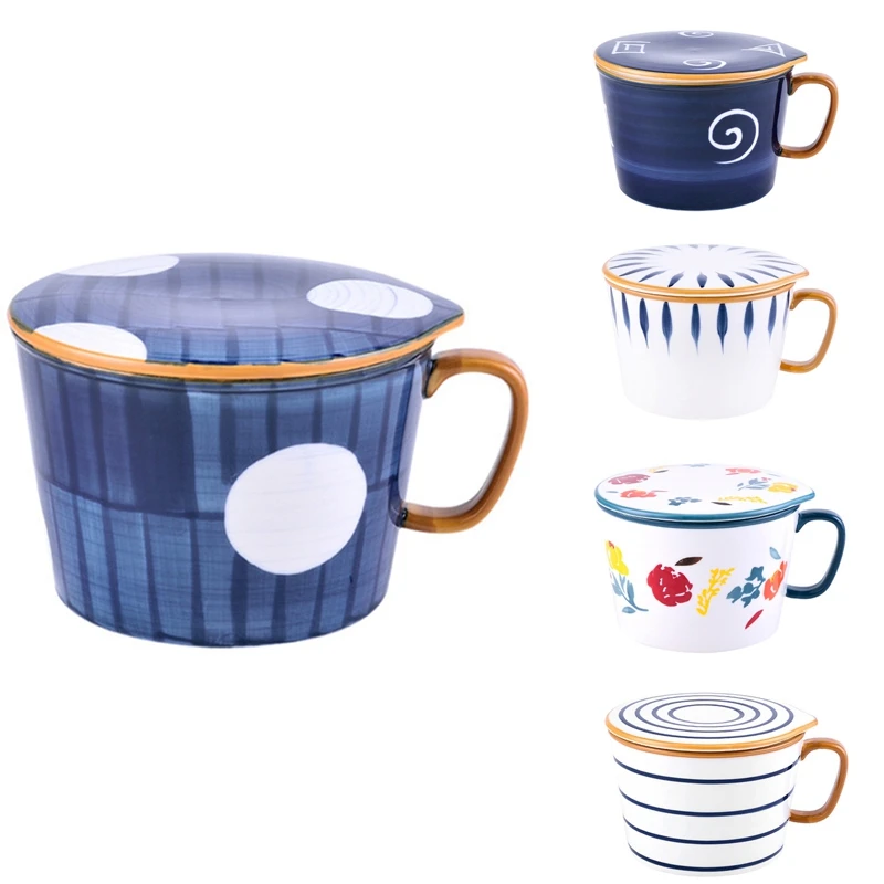 

Instant Noodle Bowl Household Soup Bowl Japanese Hand Painted Creative Instant Noodle Bowl With Handle