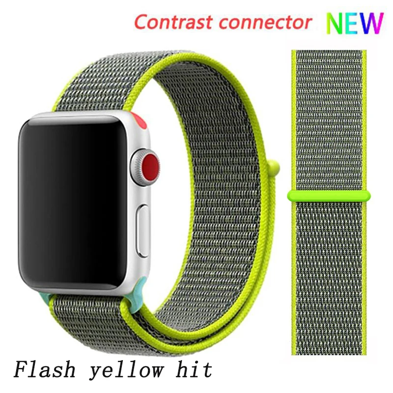 Flash yellow 1 hit Ремешок для apple watch 5 4 band correa apple watch 42 мм 44 мм 38 мм 40 мм iwatch series 5 4 3 2 1 нейлоновый браслет pulseira - Цвет ремешка: Flash yellow 1 hit
