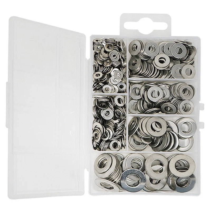 

660 Pcs/Set M3 M4 M5 M6 M8 M10 Washer Spacers Stainless Steel Flat Washer Plain Gasket Spacers Kit Screw Bolt Fastener