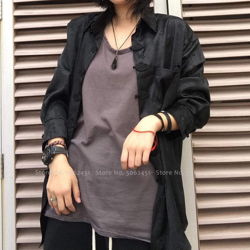 Китайский традиционный ханьфу блузка для женщин и мужчин пара Harajuku стиль Японский Haori куртки кунг-фу каллиграфия печати пальто Тан костюм