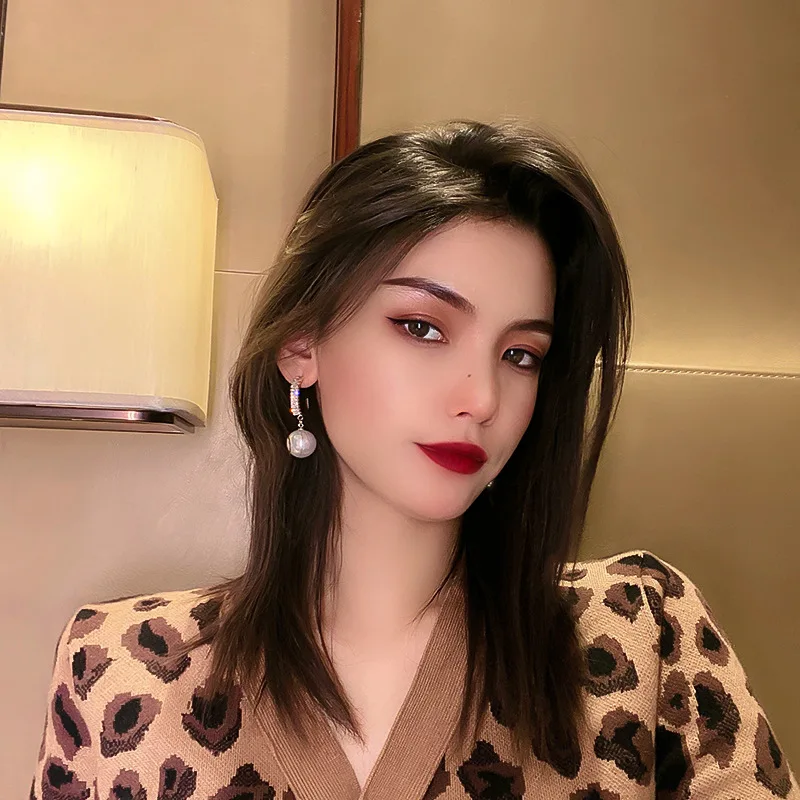 

S925 Silver Needle Zircon Pearl Earrings Women New Fashion Simple Temperament Retro Design Ear Pendant Female Accessories