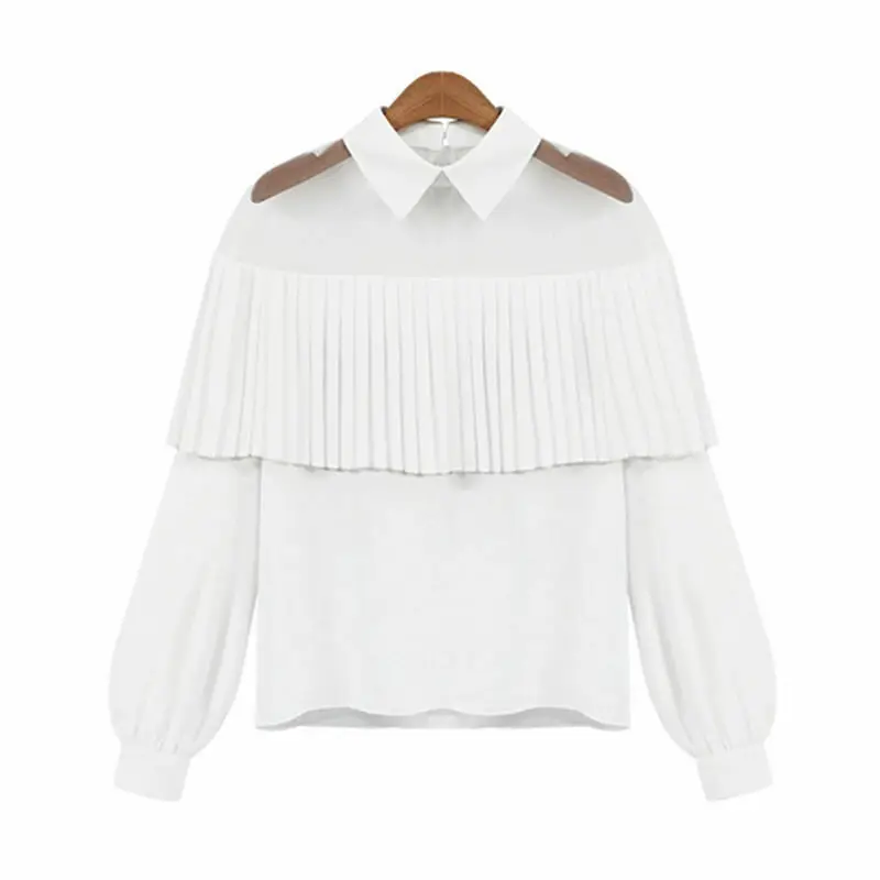 

Fashion Women's Long Sleeve Mesh See Through Shirt Blouse Summer Lace Pleated Sexy Chiffon Casual Blouse Loose Tops Shirts