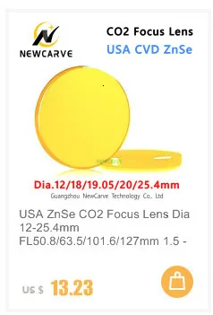 CO2 Focus Lens China ZnSe Laser Lenses Diameter 20MM FL 38.1 50.8 76.2 101.6 127mm For Laser Cutting Machine NEWCARVE