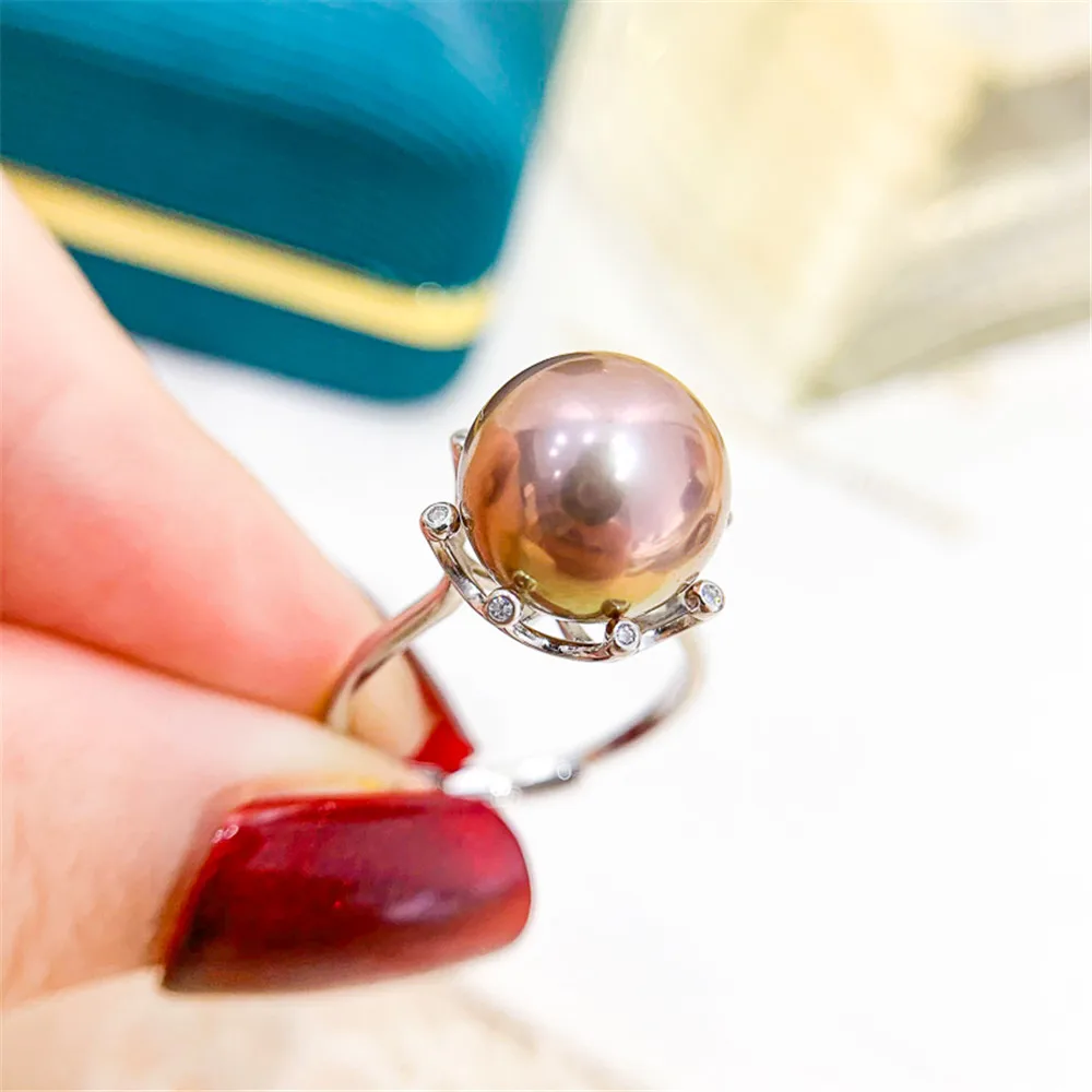 

Zircon Ring Settings, Fashionable Freshwater Pearl Ring Findings, Adjustable 925 Sterling Silver DIY Making Women Jewelry Gift