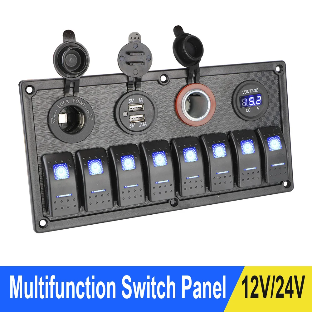 Панель переключателя 8 каналов для автомобиля морской автофургон 12 В/24 В цифровой