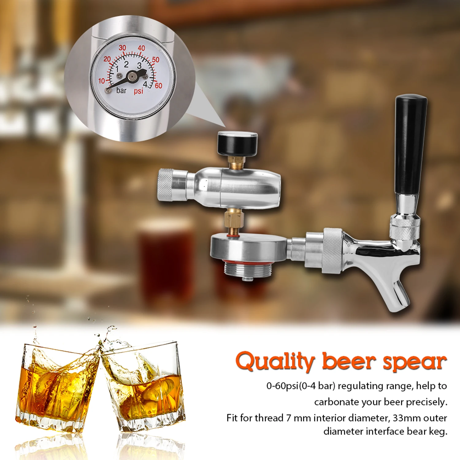 Мини пивное копье из нержавеющей стали с регулируемым краном CO2 инжектором для 2L