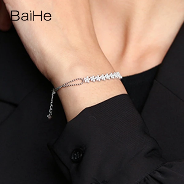 BAIHE Solid 14K желтое золото 1ct Сертифицированный H/SI натуральные Алмазы обручальные женские модные ювелирные изделия Подарочный браслет