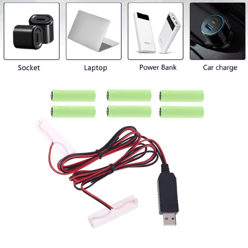 

USB Powered Convert to 6V Dual AA AAA Battery Eliminator Can Replace 4pcs 1.5V LR6 AA LR03 AAA Battery Elimination Cable Line