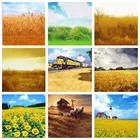 Фон для фотосъемки Осенняя живописная сельская ферма Золотая желтая пшеничная поля стог сена Свадебный детский Портрет фон для фотостудии