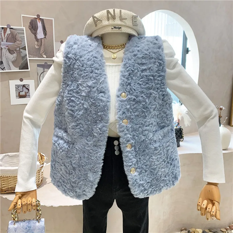 

New Women's Clothing 2021 Autumn Winter Thickened warm Fur integration lamb fur vest coat temperament thin Top coat