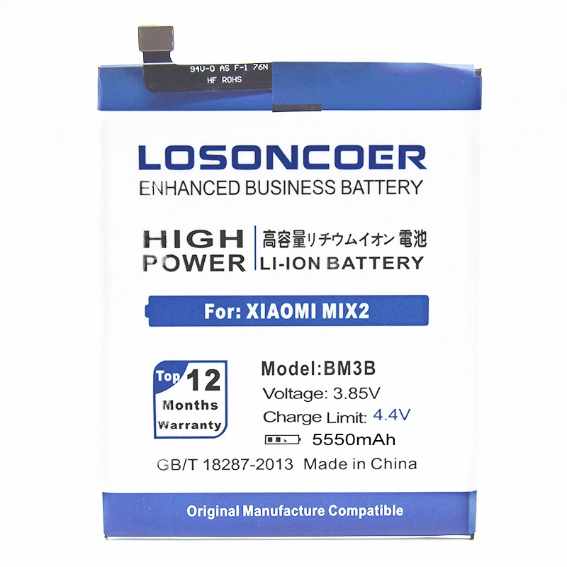 LOSONCOER 5550 мА/ч, BM3B хорошее качество Батарея для Xiaomi mi Mix 2 2S II 5,9" mi X2 mi X2S Батарея