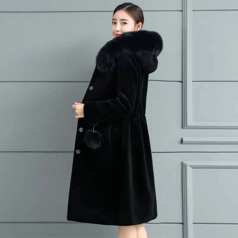 Winter Women High Quality Faux Rabbit Fur Coat Long Fur Coat Loose Lapel OverCoat Thick Warm Female Plush Coats T584