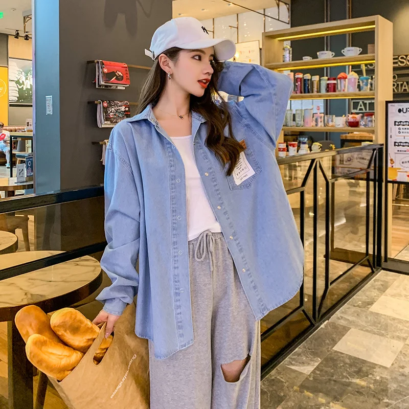 

Новые товары, средней длины, джинсовая рубашка в стиле ретро