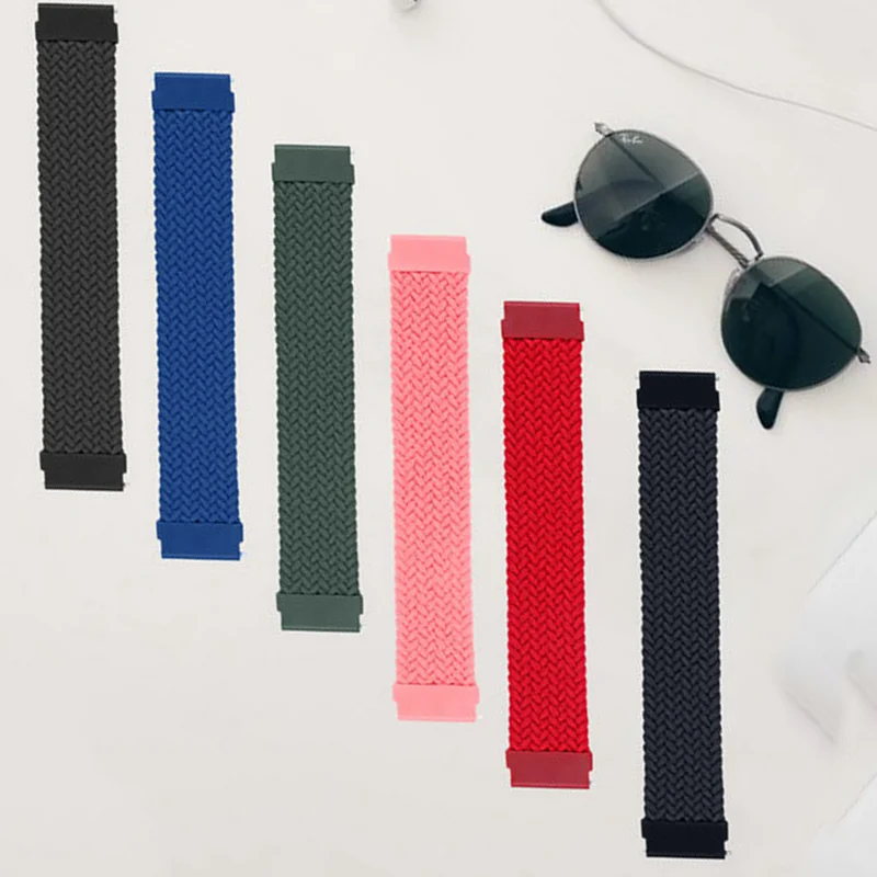 

20mm 22mm strap for Samsung Galaxy watch 3 46mm 42mm active 2 40mm 44mm Gear S3 Braided Solo Loop bracelet Huawei GT2 Pro band