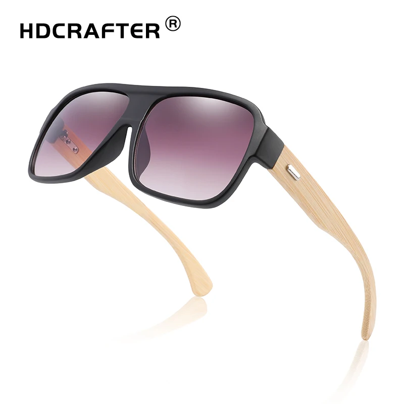 HDCRAFTER плоские бамбуковые солнцезащитные очки с футляром бренды женские очкив