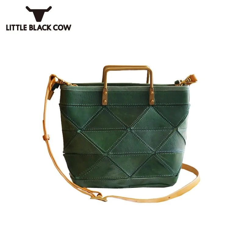 

High Quality Womens Fashion Armpit Genuine Leather Shoulder Bag Zippers Spliced Vintage Cowhide Handbag Casual Crossbody Bags