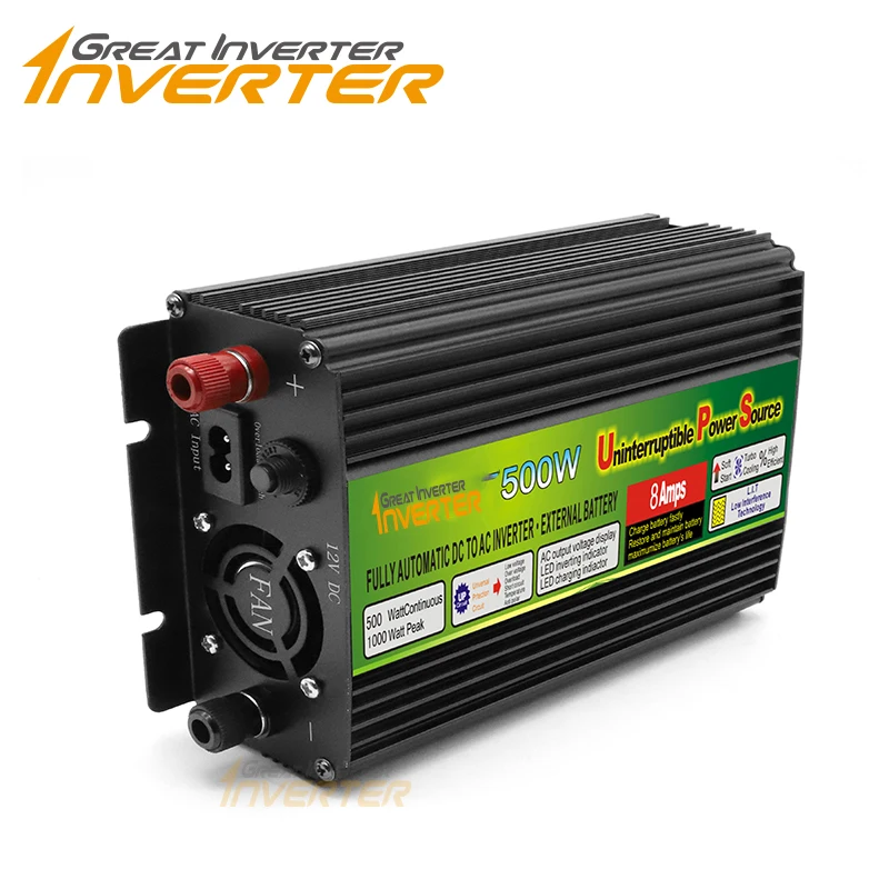 12VDC 500W off grid inverter 110V/220VAC Modified sine wave inverter UPS with AC Battery Charging Function, Surge Power 1000W
