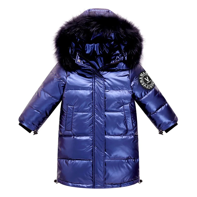 

Russia Winter Jacket for Girls Boys Coats Outerwear Warm Duck Down Kids Boy Clothes Shiny Parka Ski Snowsuit