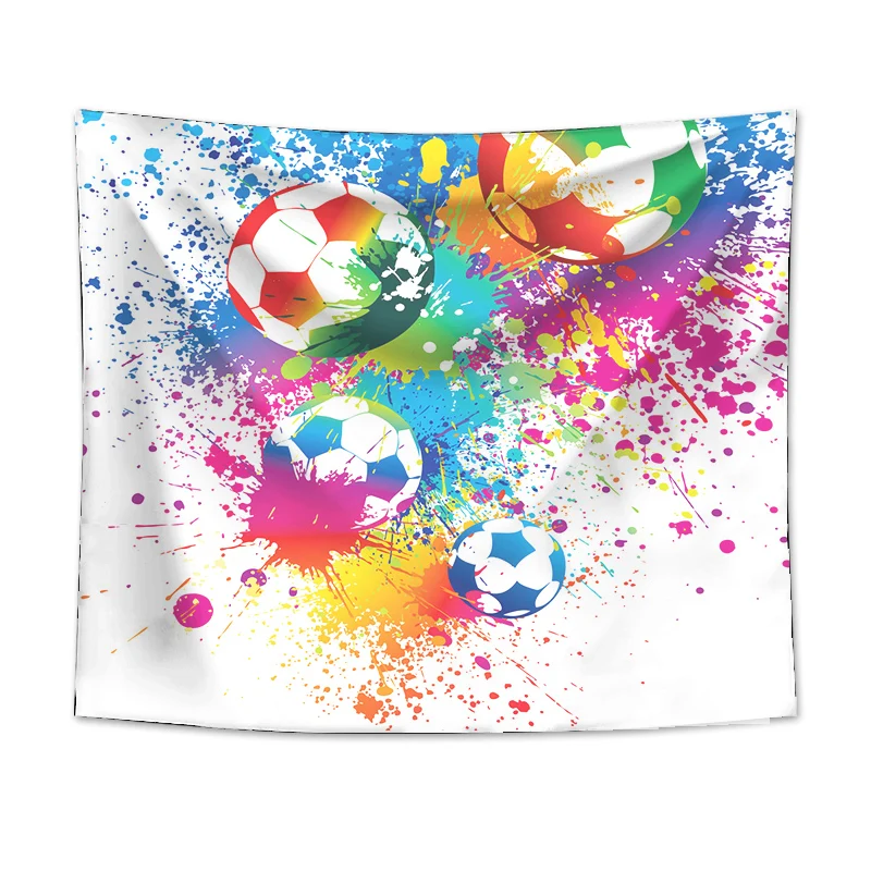 

Colourful Wall Tapestry Vivid Print Macrame Panel Football Motif Gobelin Modern Home Decoration Farmhosue Decor