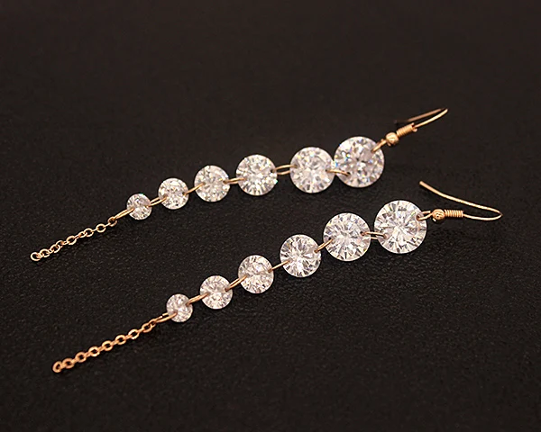 Bling AAA циркониевый камень CZ Висячие серьги для женщин Роскошные невесты Золото Серебро Цвет Длинные Серьги Brincos Bijoux Свадебные ювелирные изделия