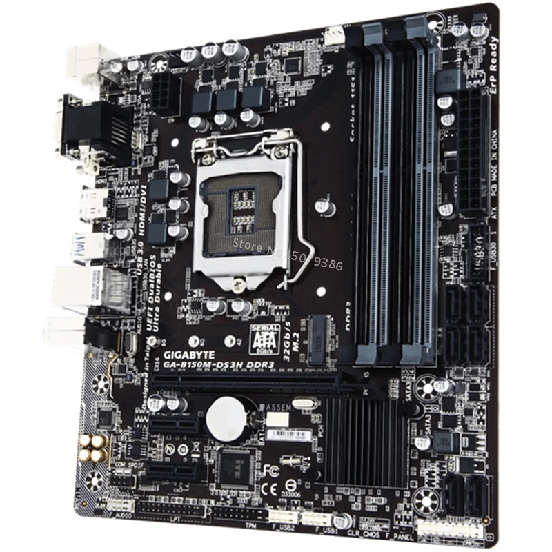 Для Gigabyte GA-B150M-DS3H материнская плата LGA 1151 B150M-DS3H Core i7 i5 i3 DDR3 32G SATA3 USB3.0 HDMI M.2 Б/у для