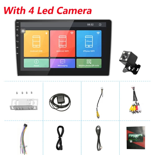 with 4 led Camera AMPrmie 2Din Автомагнитола Android 10," Автомобильный мультимедийный плеер gps Авторадио Wifi Bluetooth Зеркало Ссылка 2 Din автомобильный аудио стерео - Цвет: with 4 led Camera