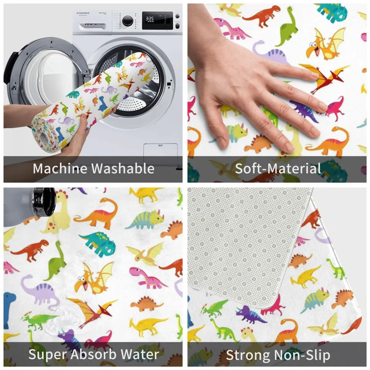 Полиэстеровый коврик с рисунком динозавра для ног противоскользящий