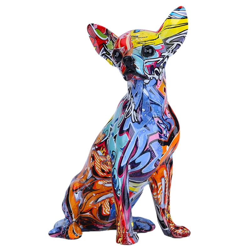 

Simple Creative Color Bulldog Chihuahua Dog Statue Living Room Ornaments Home Entrance Wine Cabinet Office Decors Resin Crafts