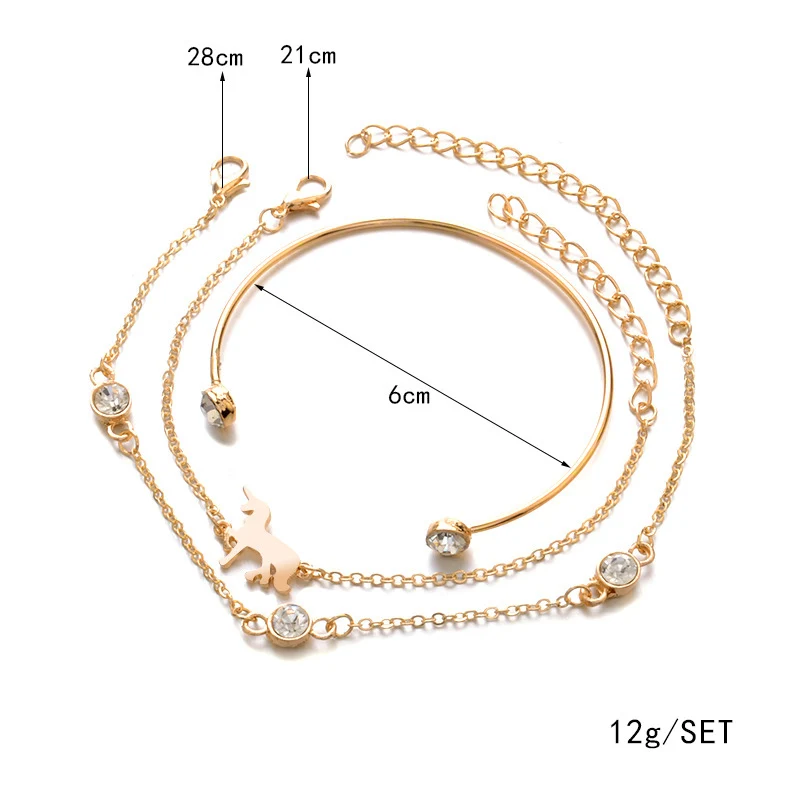 3 шт./компл. винтажные Ретро бриллианты Золотая лошадь Кристалл Открытые