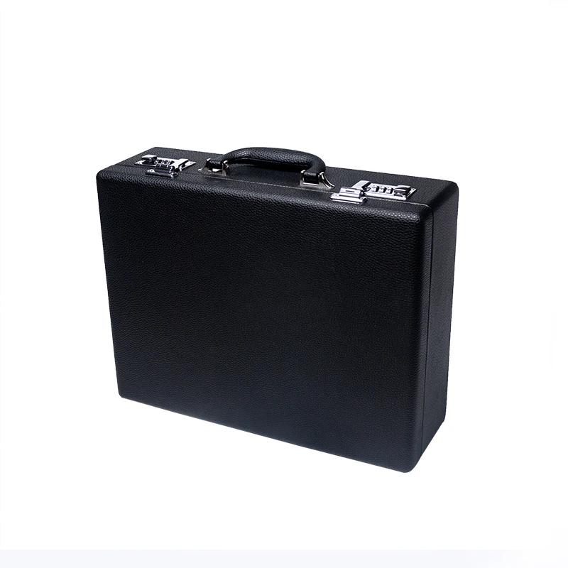 Black PU Leather Jewelry Box Portable Handle With Combination Lock Advanced Storage Jewelry Sales Transportation Protection
