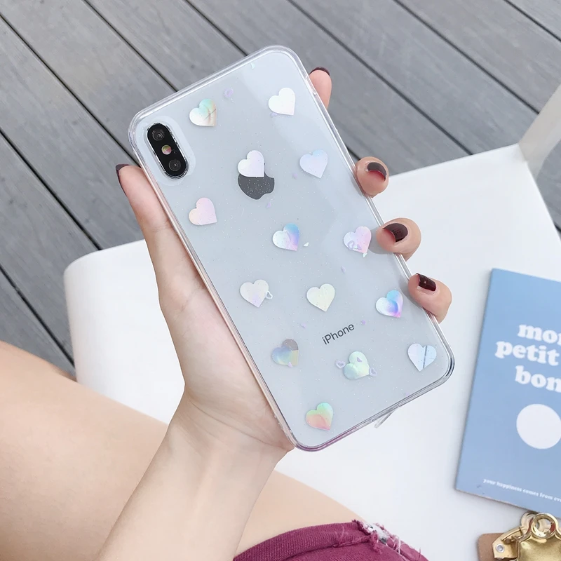 Для iPhone 6 6s 7 8 Plus 10 X XS XR 11 Pro Max лазерный голографический Блестящий Мягкий