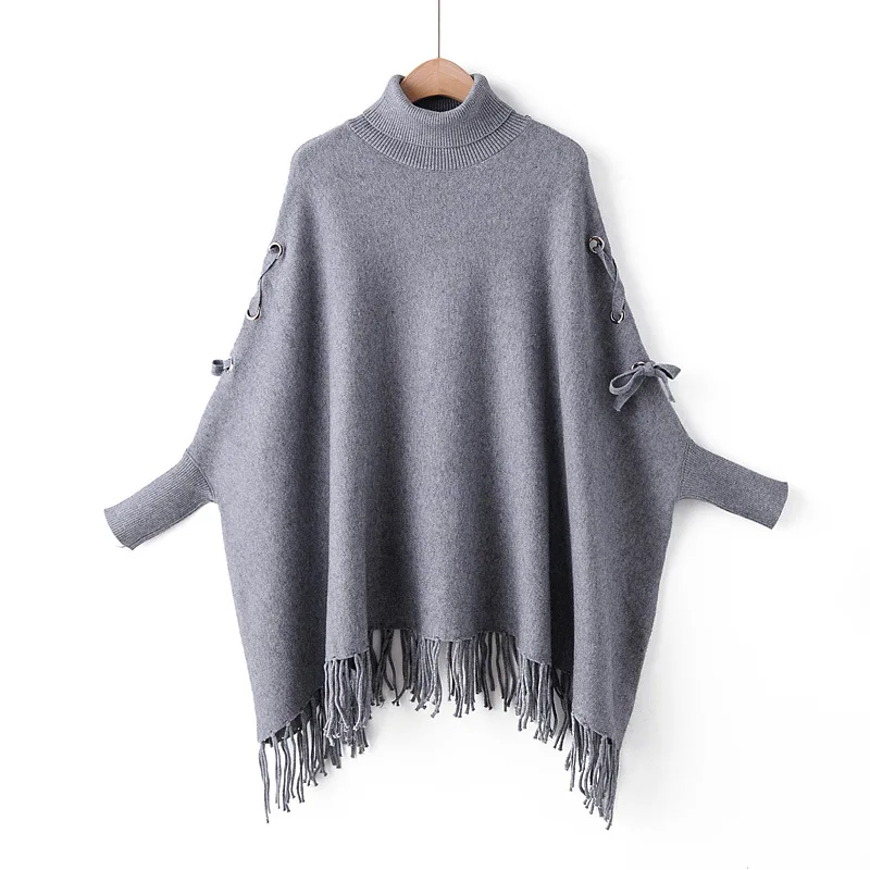 Повседневный женский свитер пончо размера плюс Осень зима 2019 Модные свободные
