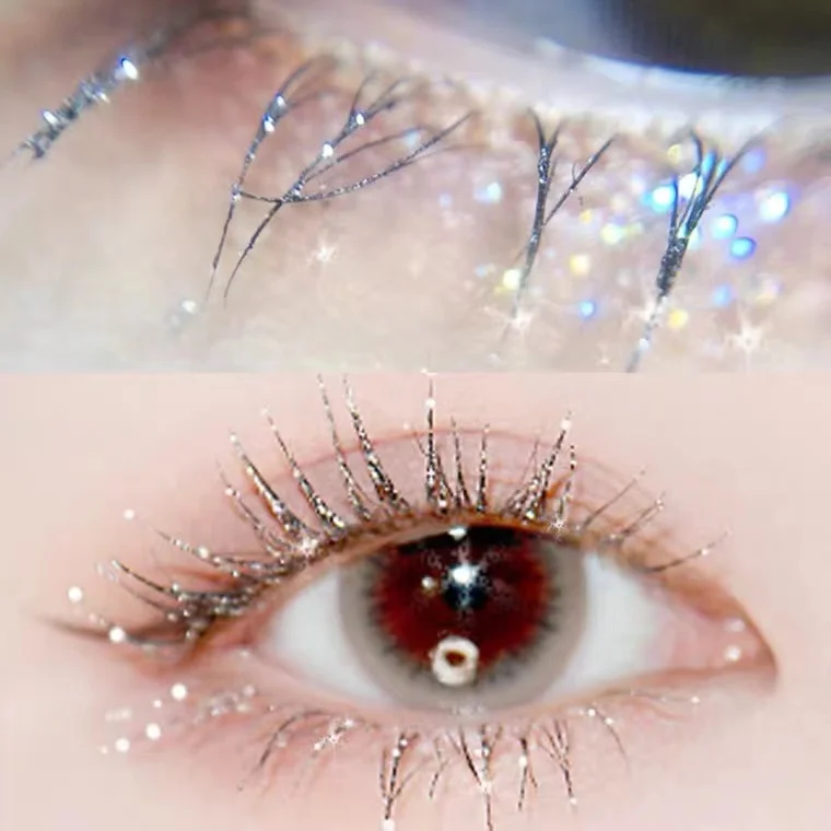NEW Thick Curling Waterproof No Blooming Mascara Pearl White Sequin Diamond Glitter Long-lasting Natural Eye Eyelash MakeupTSLM2
