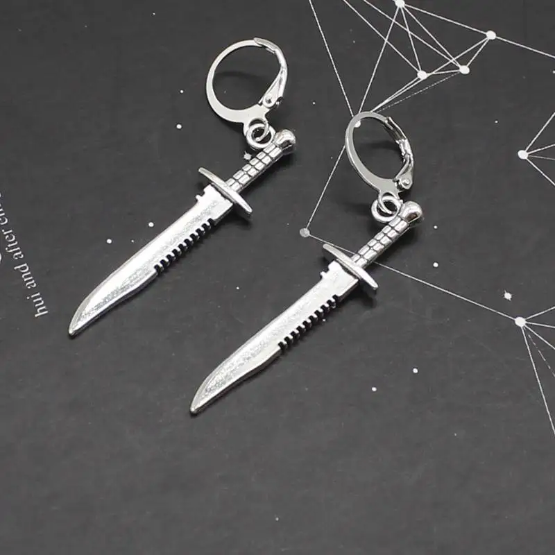 

New fashion retro knife dangling earrings men and women punk dagger drop earrings jewelry gifts