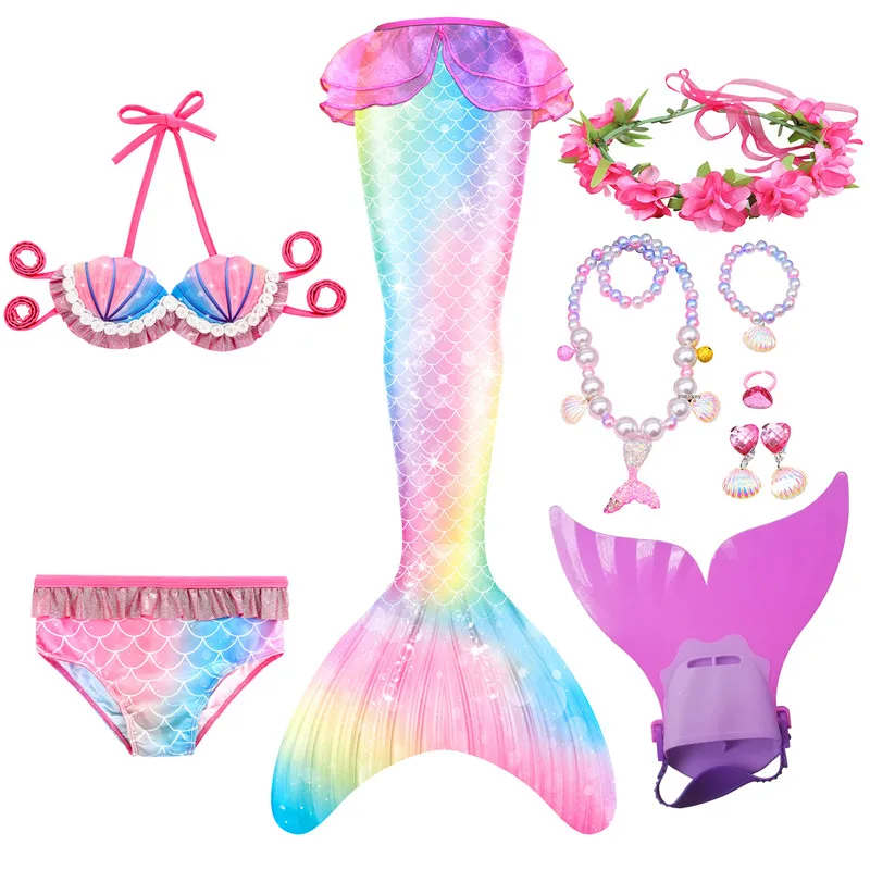 Детский купальник с хвостом Русалочки плавниками топы высоким воротом костюм