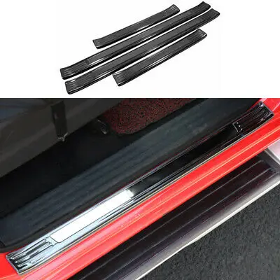 

Black Outer Door Sill Threshold Plate Cover 4pcs For Nissan Navara NP300 15-19