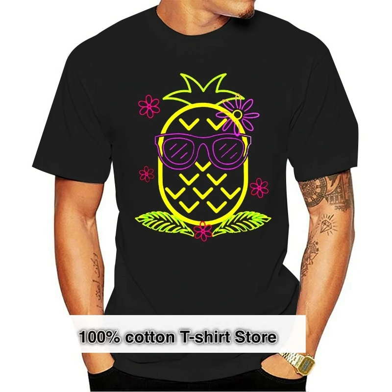 

Neon Luau Party Pineapple T-Shirt For Glow Party Costume New Unisex Funny Tops Tee Shirt