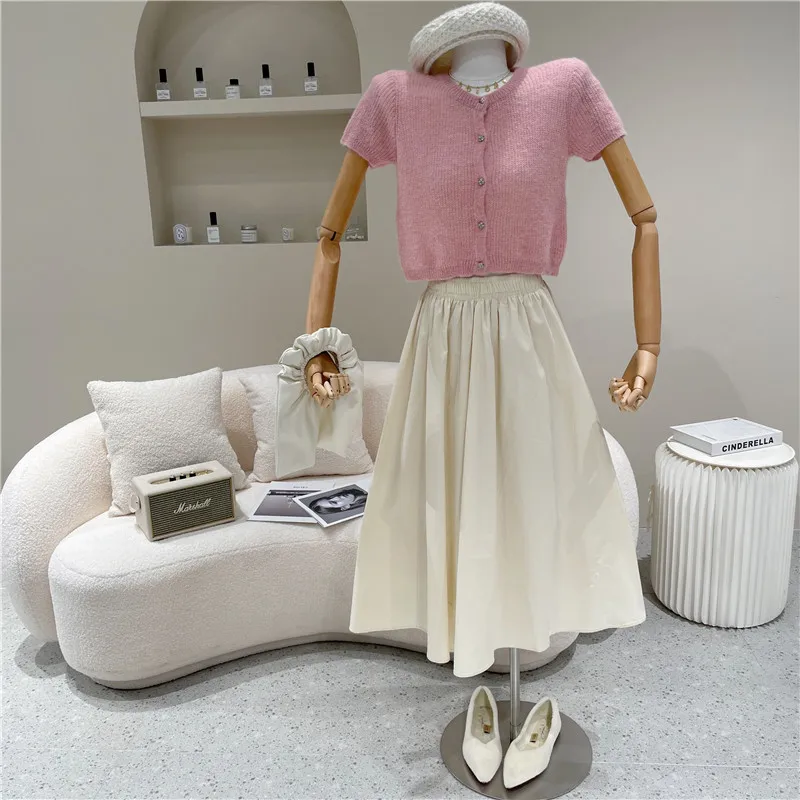 

Women's Spring Summer 2021 Fashion Medium length puffy high waist slim skirt