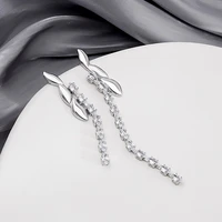 oe 925 sterling silver zircon tassel asymmetric earrings korean design metal simple stud earrings girl jewelry
